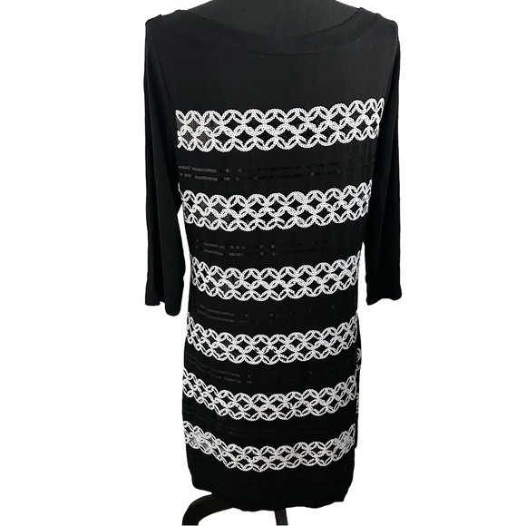 White House Black Market Sequin Black & White Detail Dress. Sized Large - Picture 2 of 6